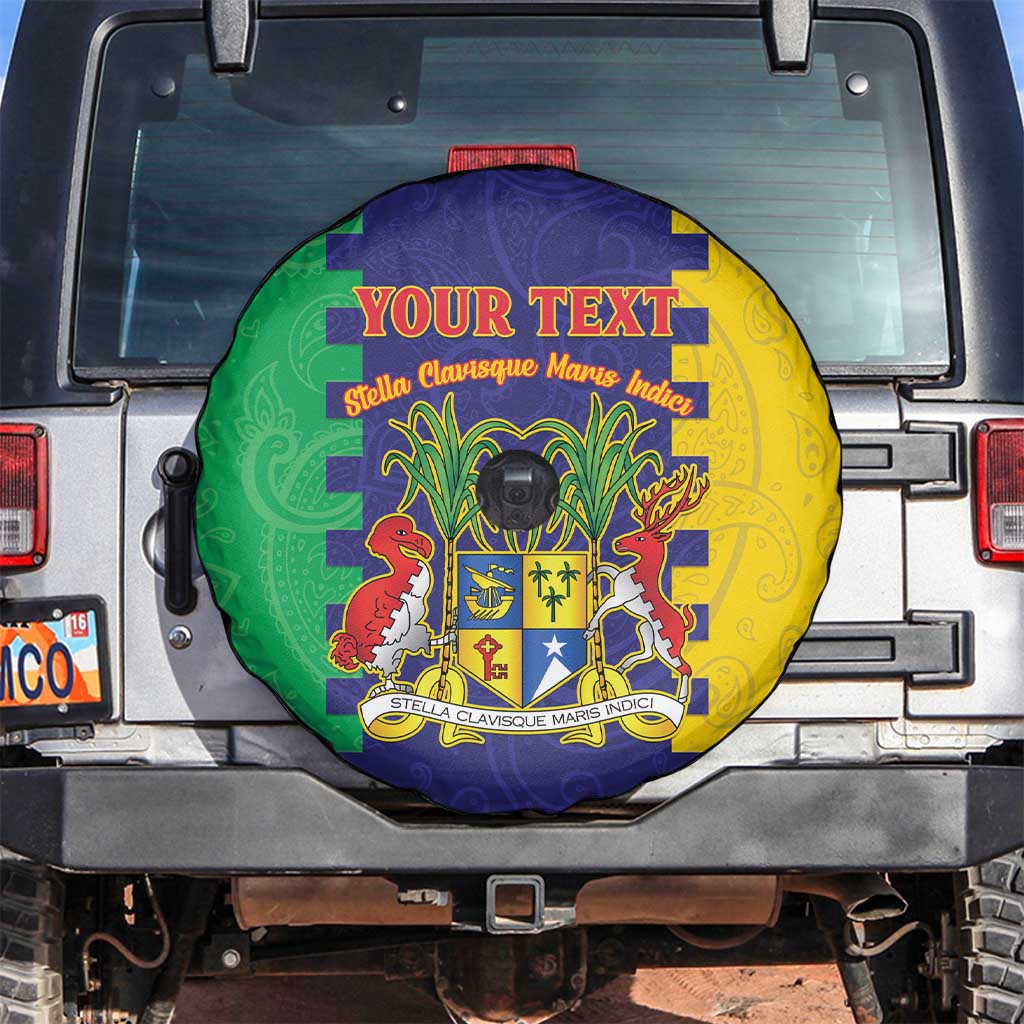 Personalised Mauritius Spare Tire Cover Coat Of Arms Mix Paisley Pattern