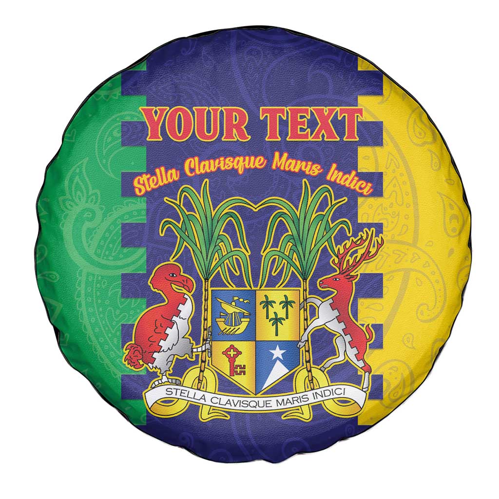 Personalised Mauritius Spare Tire Cover Coat Of Arms Mix Paisley Pattern