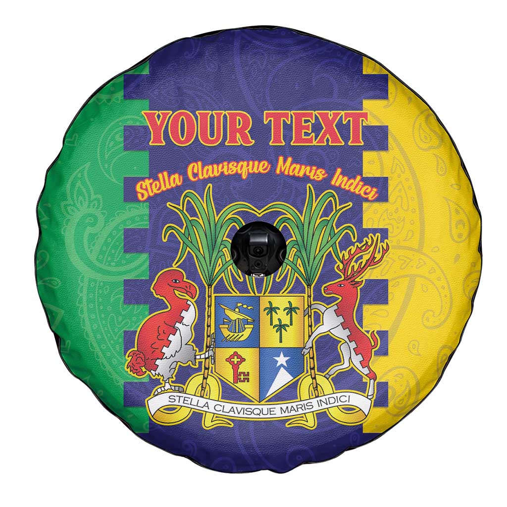 Personalised Mauritius Spare Tire Cover Coat Of Arms Mix Paisley Pattern
