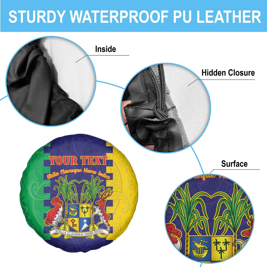 Personalised Mauritius Spare Tire Cover Coat Of Arms Mix Paisley Pattern