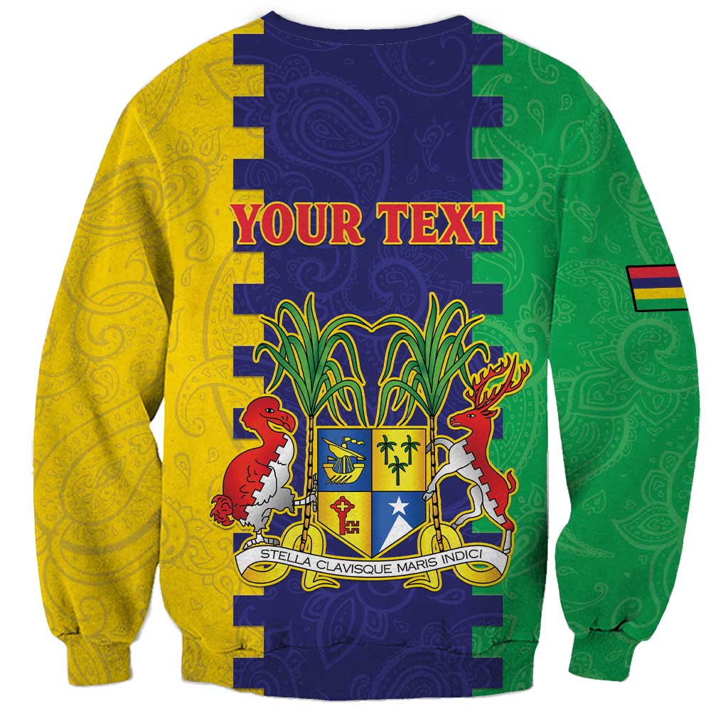 Personalised Mauritius Sweatshirt Coat Of Arms Mix Paisley Pattern