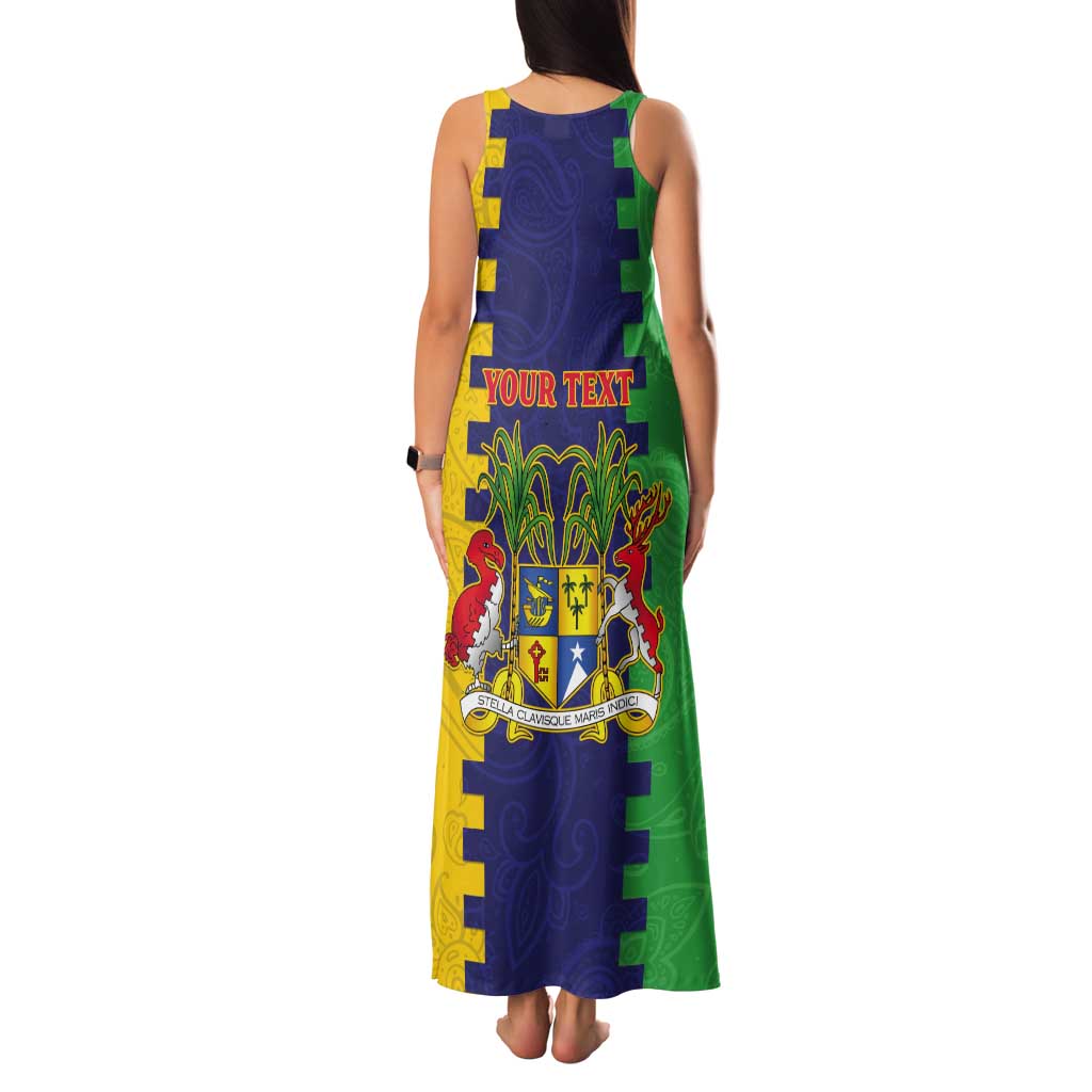 Personalised Mauritius Tank Maxi Dress Coat Of Arms Mix Paisley Pattern