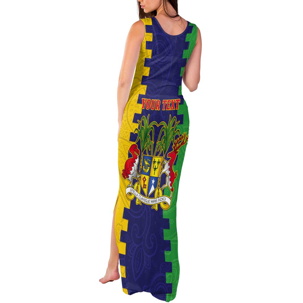 Personalised Mauritius Tank Maxi Dress Coat Of Arms Mix Paisley Pattern