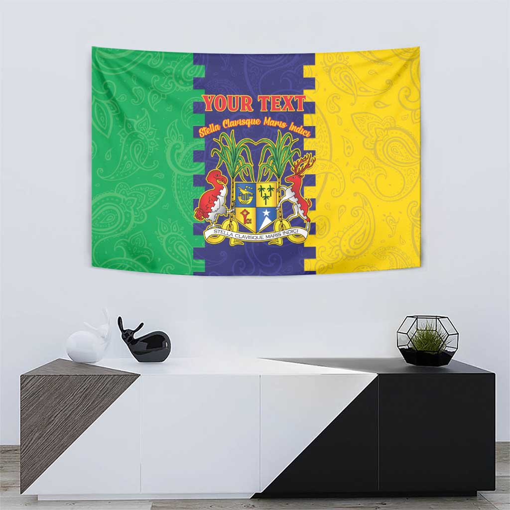 Personalised Mauritius Tapestry Coat Of Arms Mix Paisley Pattern