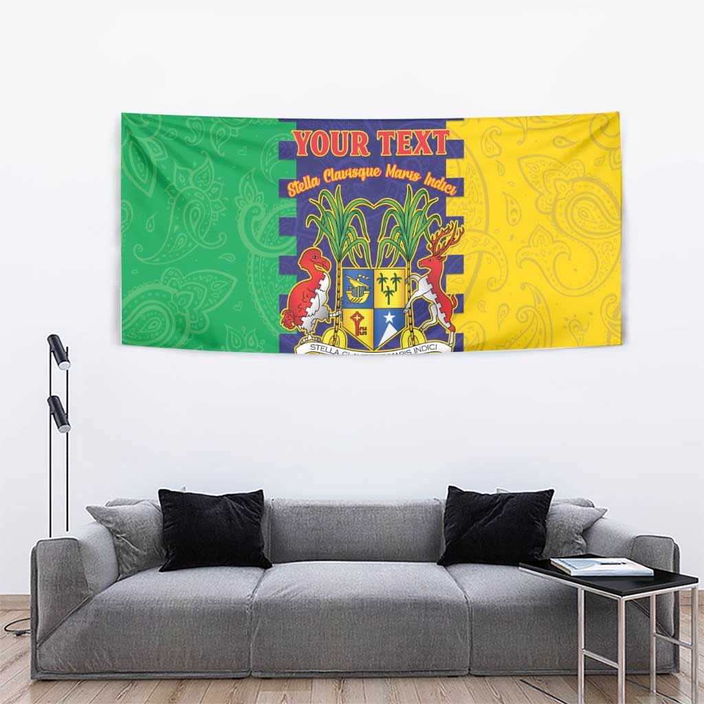 Personalised Mauritius Tapestry Coat Of Arms Mix Paisley Pattern