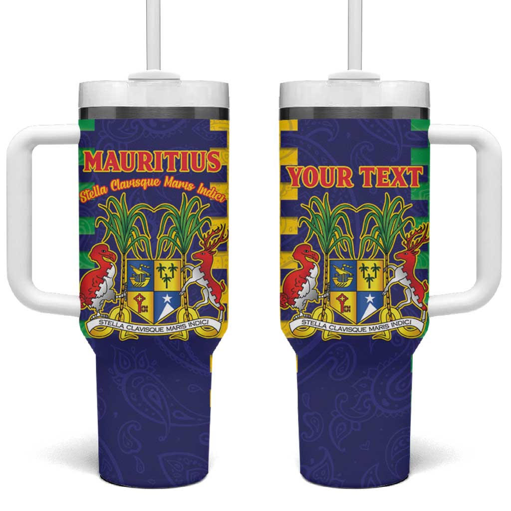 Personalised Mauritius Tumbler With Handle Coat Of Arms Mix Paisley Pattern