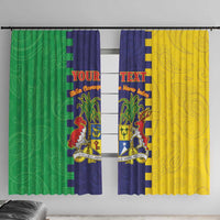 Personalised Mauritius Window Curtain Coat Of Arms Mix Paisley Pattern