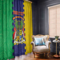 Personalised Mauritius Window Curtain Coat Of Arms Mix Paisley Pattern