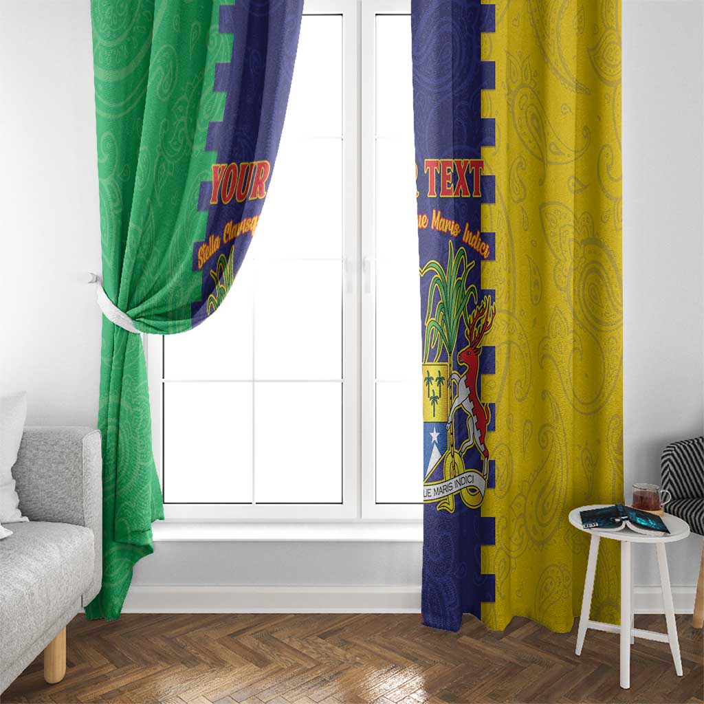 Personalised Mauritius Window Curtain Coat Of Arms Mix Paisley Pattern