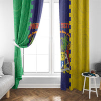 Personalised Mauritius Window Curtain Coat Of Arms Mix Paisley Pattern