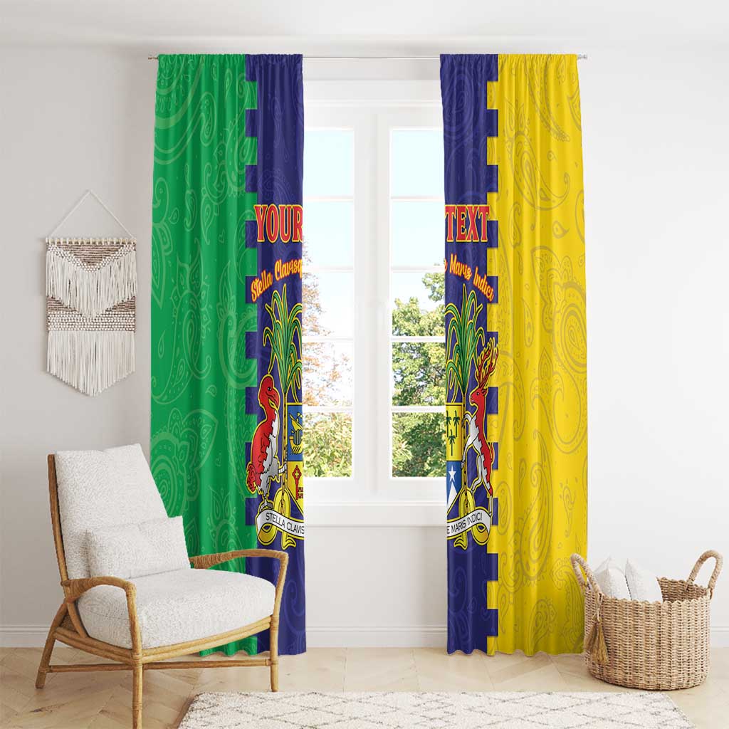 Personalised Mauritius Window Curtain Coat Of Arms Mix Paisley Pattern