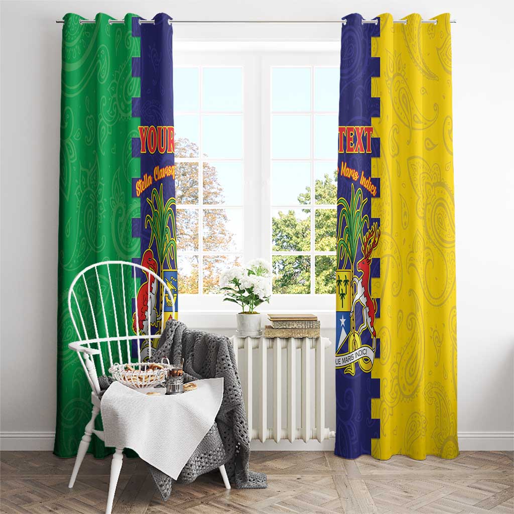Personalised Mauritius Window Curtain Coat Of Arms Mix Paisley Pattern