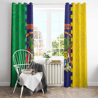 Personalised Mauritius Window Curtain Coat Of Arms Mix Paisley Pattern
