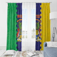 Personalised Mauritius Window Curtain Coat Of Arms Mix Paisley Pattern