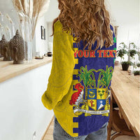 Personalised Mauritius Women Casual Shirt Coat Of Arms Mix Paisley Pattern