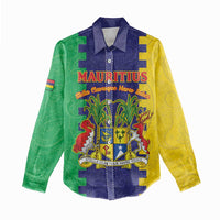 Personalised Mauritius Women Casual Shirt Coat Of Arms Mix Paisley Pattern