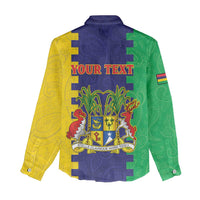 Personalised Mauritius Women Casual Shirt Coat Of Arms Mix Paisley Pattern