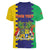 Personalised Mauritius Women V-Neck T-Shirt Coat Of Arms Mix Paisley Pattern