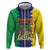 Personalised Mauritius Zip Hoodie Coat Of Arms Mix Paisley Pattern