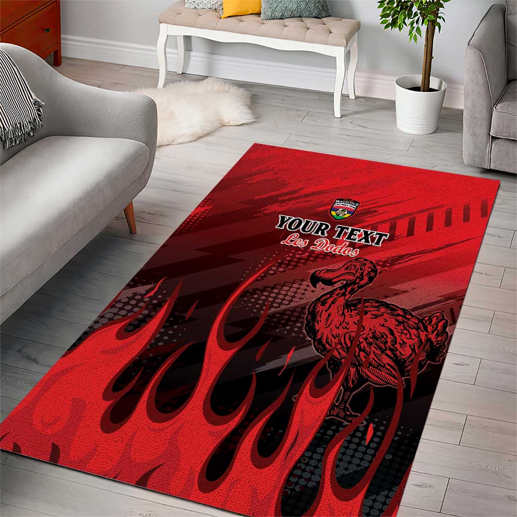 Personalised Mauritius Football Area Rug Allez Les Dodos Grunge Style