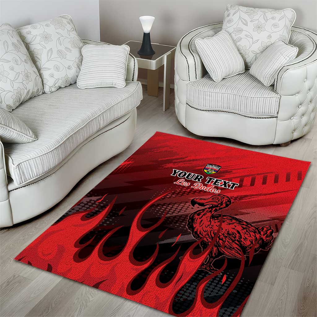Personalised Mauritius Football Area Rug Allez Les Dodos Grunge Style