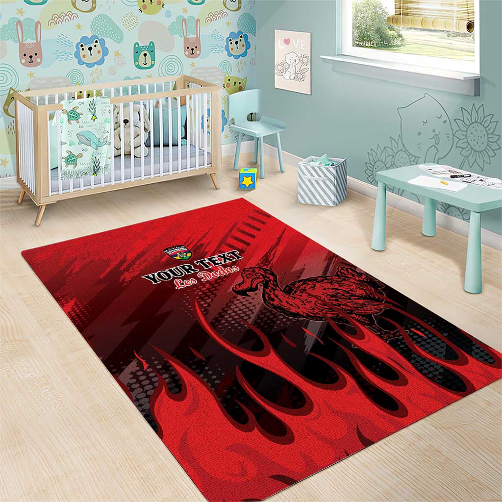 Personalised Mauritius Football Area Rug Allez Les Dodos Grunge Style