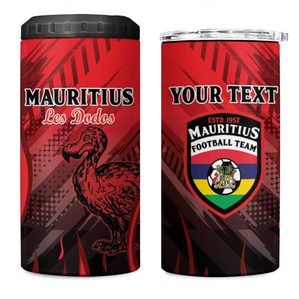 Personalised Mauritius Football 4 in 1 Can Cooler Tumbler Allez Les Dodos Grunge Style