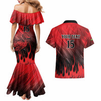 Personalised Mauritius Football Couples Matching Mermaid Dress and Hawaiian Shirt Allez Les Dodos Grunge Style