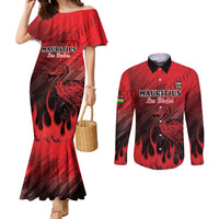 Personalised Mauritius Football Couples Matching Mermaid Dress and Long Sleeve Button Shirt Allez Les Dodos Grunge Style
