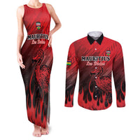 Personalised Mauritius Football Couples Matching Tank Maxi Dress and Long Sleeve Button Shirt Allez Les Dodos Grunge Style