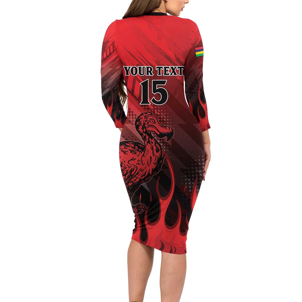Personalised Mauritius Football Family Matching Long Sleeve Bodycon Dress and Hawaiian Shirt Allez Les Dodos Grunge Style