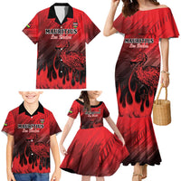 Personalised Mauritius Football Family Matching Mermaid Dress and Hawaiian Shirt Allez Les Dodos Grunge Style