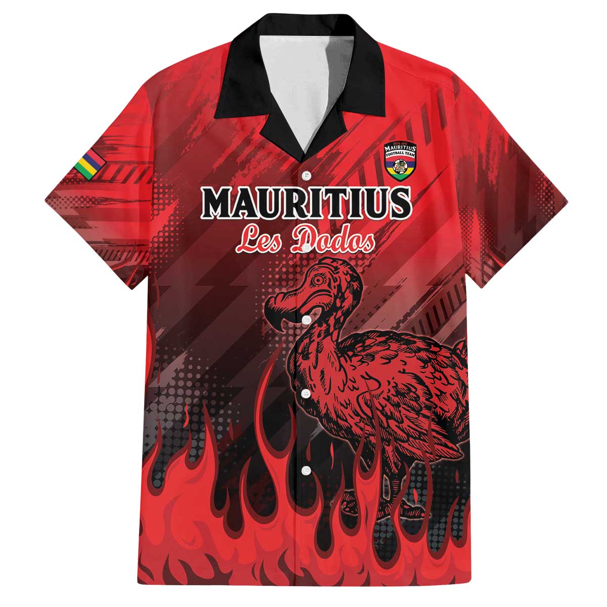Personalised Mauritius Football Family Matching Off The Shoulder Long Sleeve Dress and Hawaiian Shirt Allez Les Dodos Grunge Style