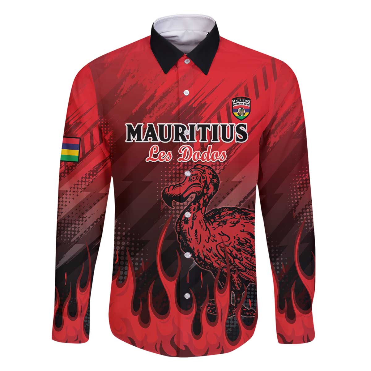 Personalised Mauritius Football Family Matching Off The Shoulder Long Sleeve Dress and Hawaiian Shirt Allez Les Dodos Grunge Style