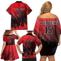 Personalised Mauritius Football Family Matching Off Shoulder Short Dress and Hawaiian Shirt Allez Les Dodos Grunge Style