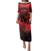 Personalised Mauritius Football Family Matching Puletasi and Hawaiian Shirt Allez Les Dodos Grunge Style