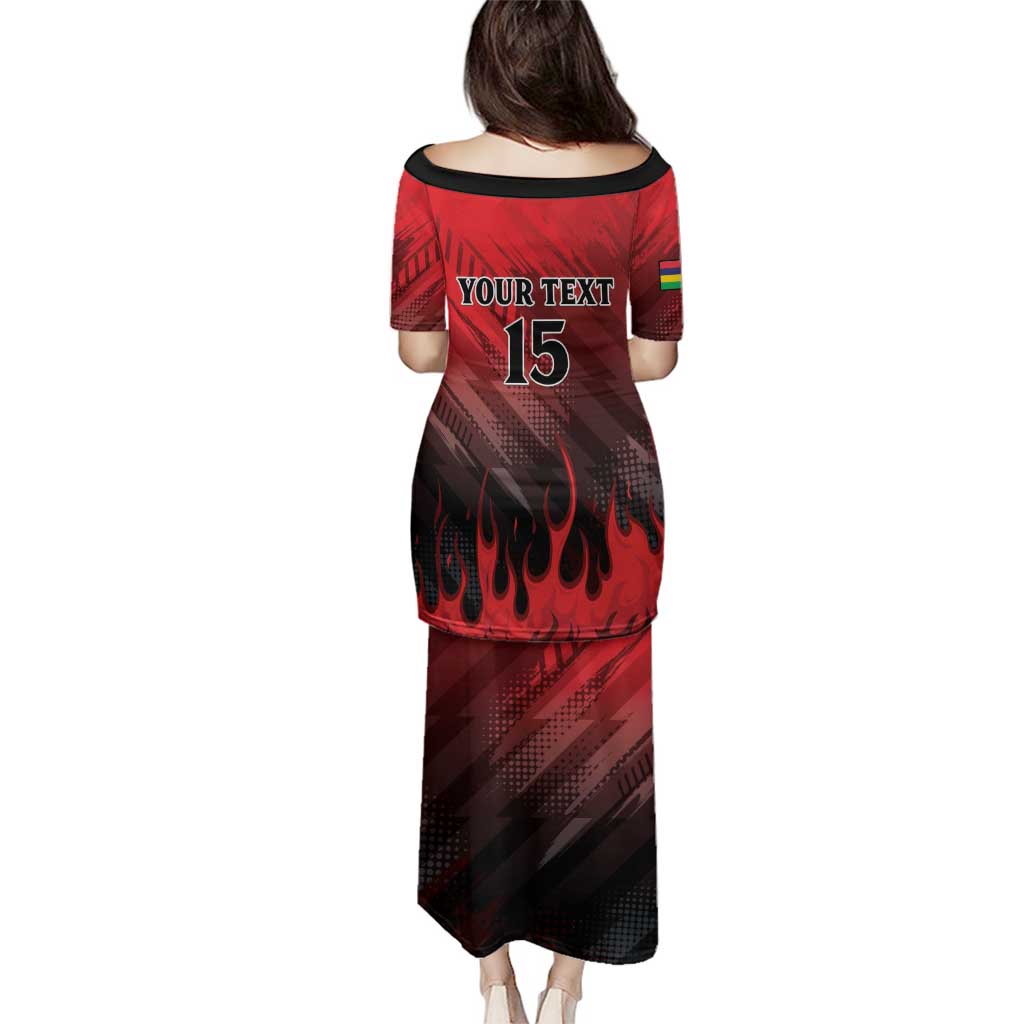 Personalised Mauritius Football Family Matching Puletasi and Hawaiian Shirt Allez Les Dodos Grunge Style