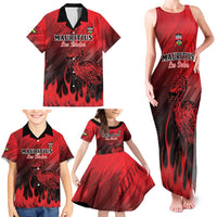 Personalised Mauritius Football Family Matching Tank Maxi Dress and Hawaiian Shirt Allez Les Dodos Grunge Style
