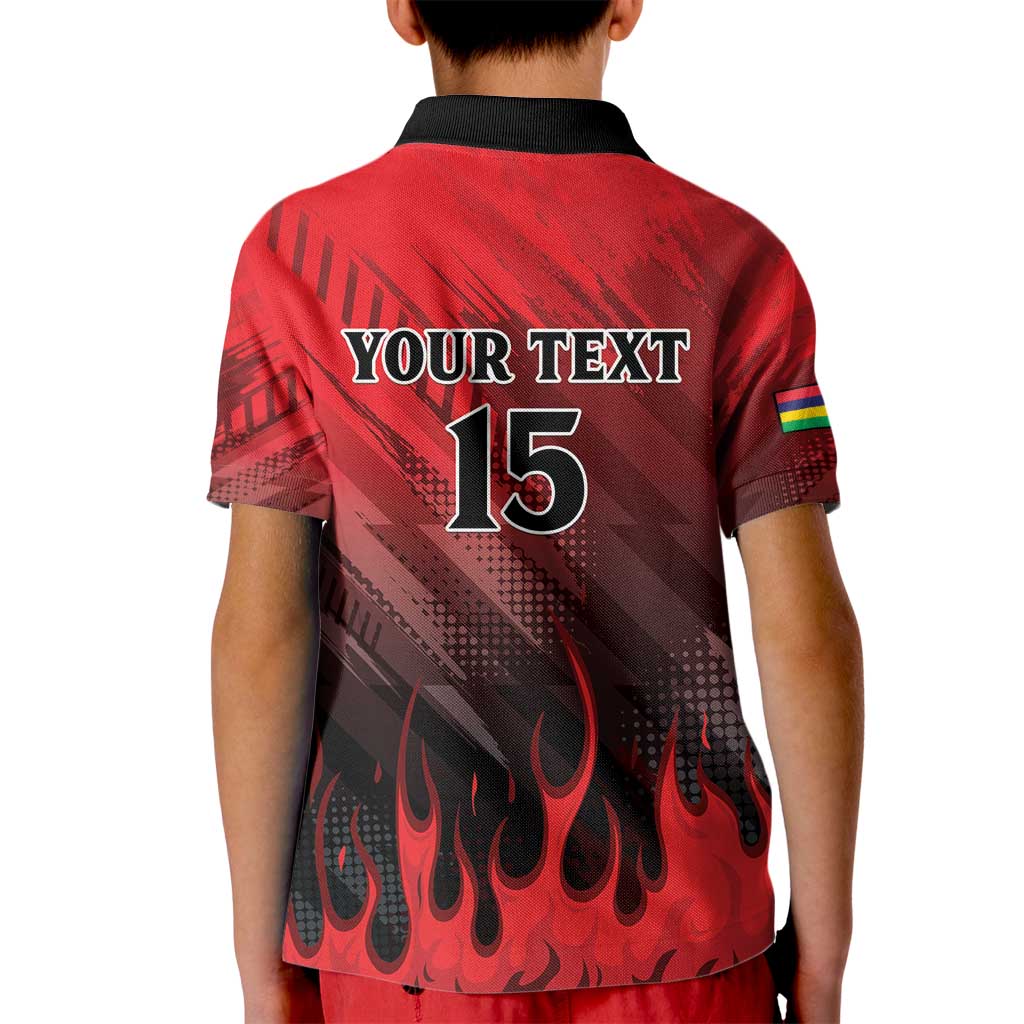 Personalised Mauritius Football Kid Polo Shirt Allez Les Dodos Grunge Style