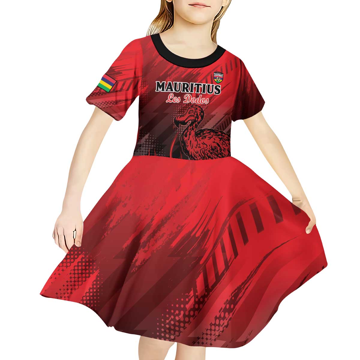 Personalised Mauritius Football Kid Short Sleeve Dress Allez Les Dodos Grunge Style