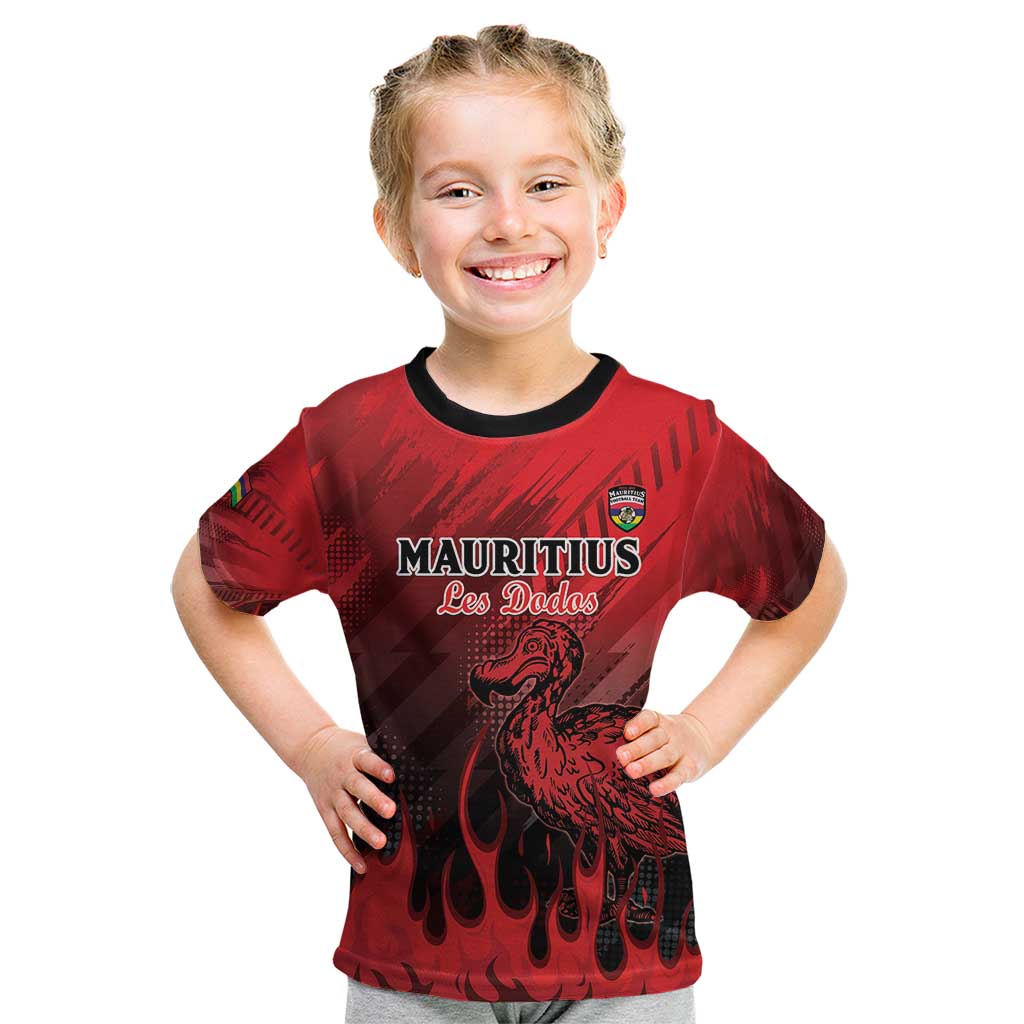 Personalised Mauritius Football Kid T Shirt Allez Les Dodos Grunge Style