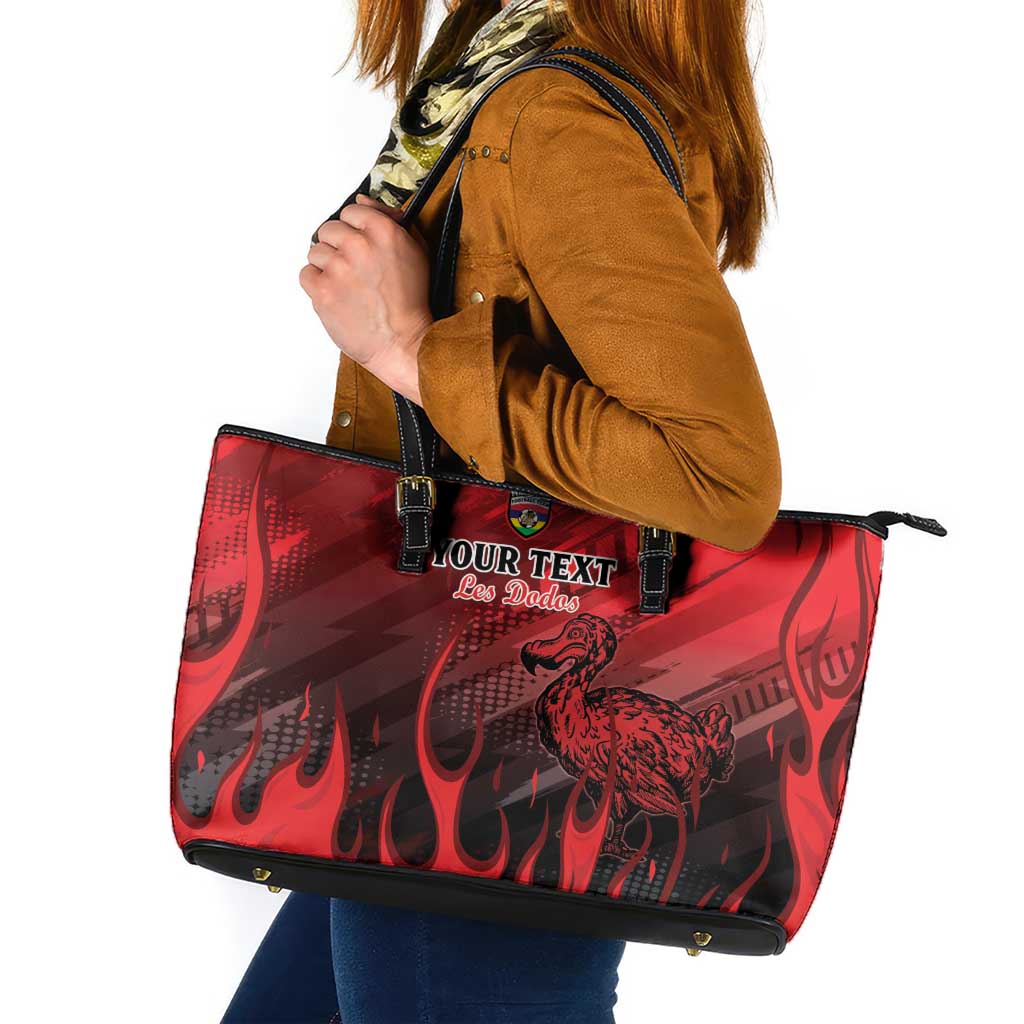 Personalised Mauritius Football Leather Tote Bag Allez Les Dodos Grunge Style