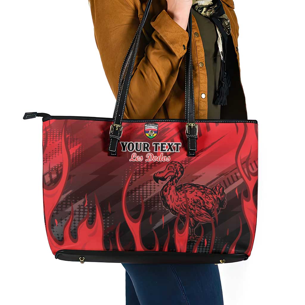 Personalised Mauritius Football Leather Tote Bag Allez Les Dodos Grunge Style