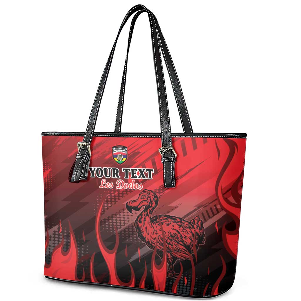 Personalised Mauritius Football Leather Tote Bag Allez Les Dodos Grunge Style