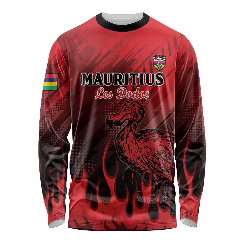 Personalised Mauritius Football Long Sleeve Shirt Allez Les Dodos Grunge Style