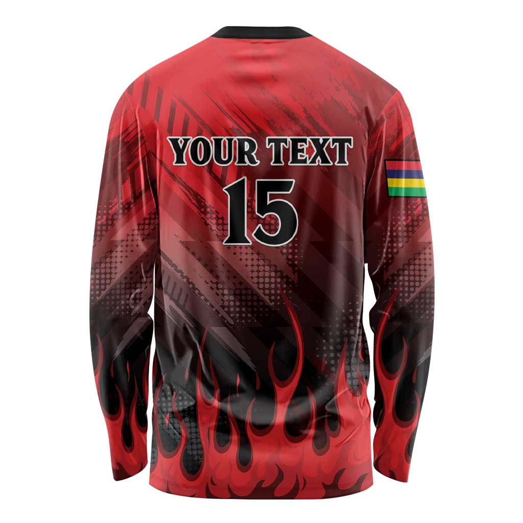 Personalised Mauritius Football Long Sleeve Shirt Allez Les Dodos Grunge Style