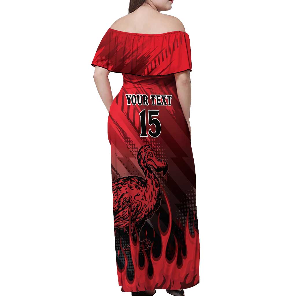 Personalised Mauritius Football Off Shoulder Maxi Dress Allez Les Dodos Grunge Style