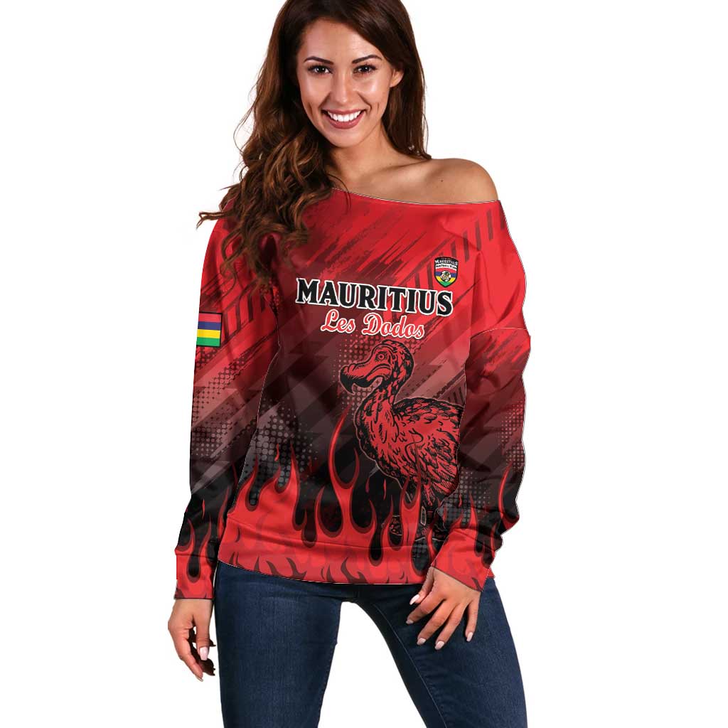Personalised Mauritius Football Off Shoulder Sweater Allez Les Dodos Grunge Style