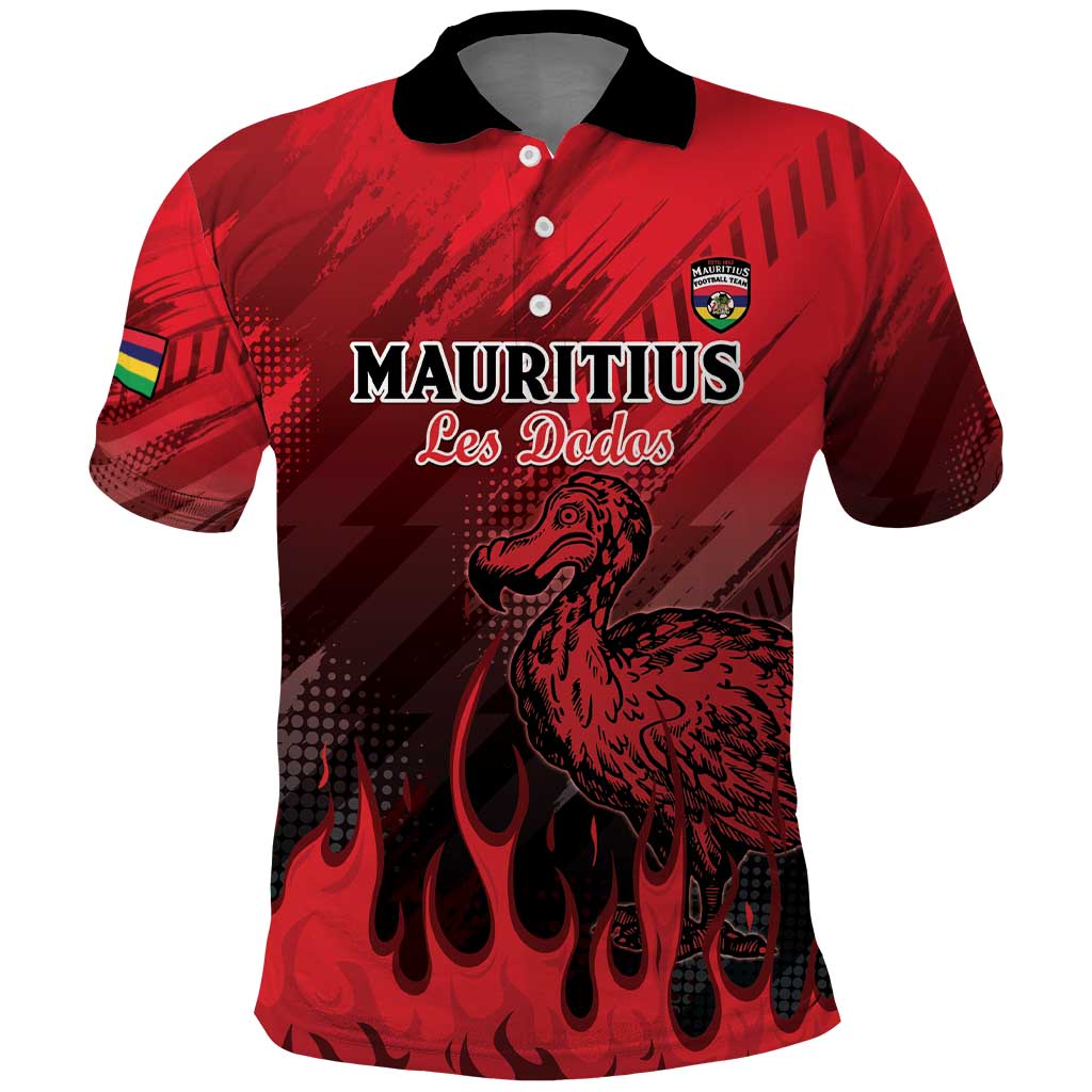 Personalised Mauritius Football Polo Shirt Allez Les Dodos Grunge Style