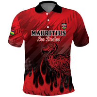 Personalised Mauritius Football Polo Shirt Allez Les Dodos Grunge Style